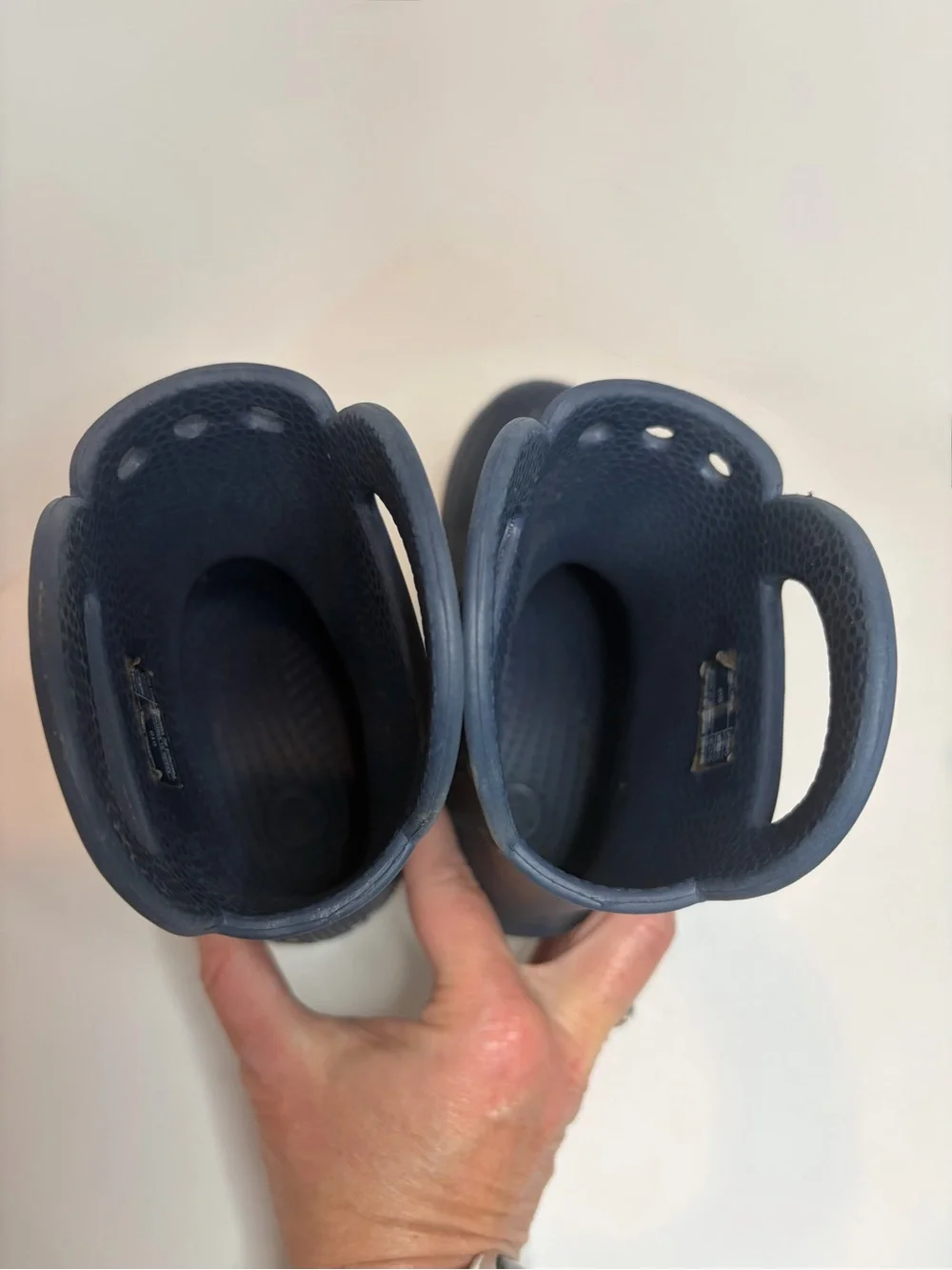 Crocs Kids Navy Blue Waterproof Rain Boots with handles Kids Size 10